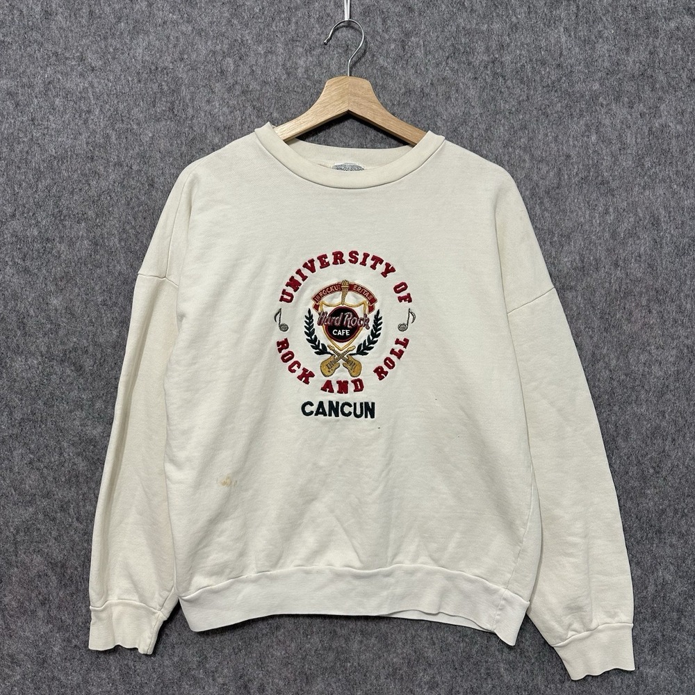Vintage Hard Rock Cafe Cancun Women's Sweatshirt University Rock Roll Large